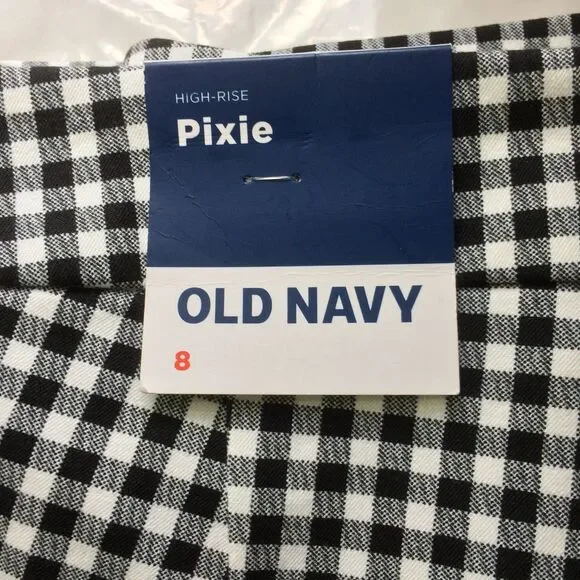 NEW Old Navy High-Rise Pixie Shorts Black White Gingham Size 8 NWT - Picture 3 of 3